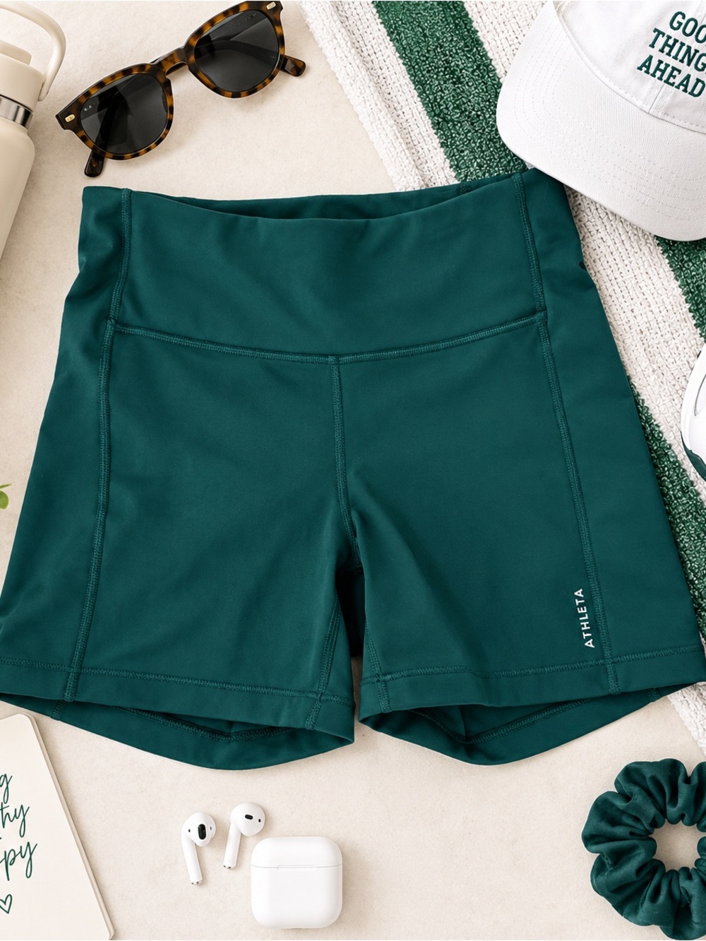 Athleta Deep Teal High-Rise Run/Bike Shorts Size Small